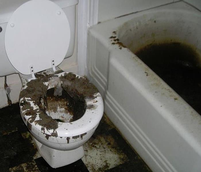 Bathroom after sewage backup