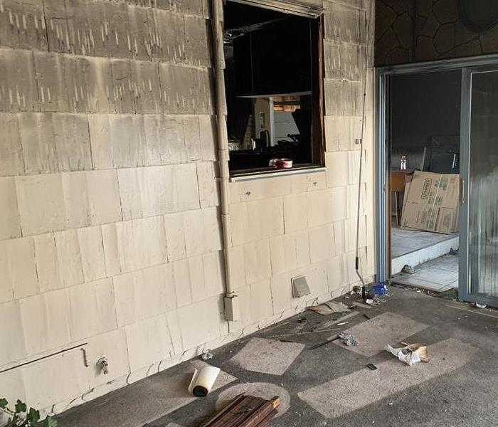 Room damaged by smoke with contents removed