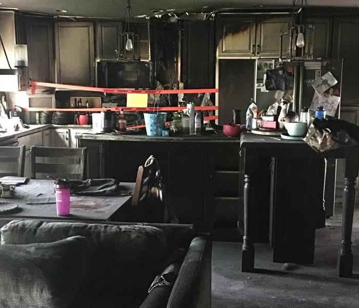 Kitchen after fire damage